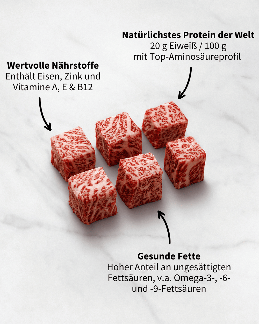 Gesunde Fette Wagyu Cubes