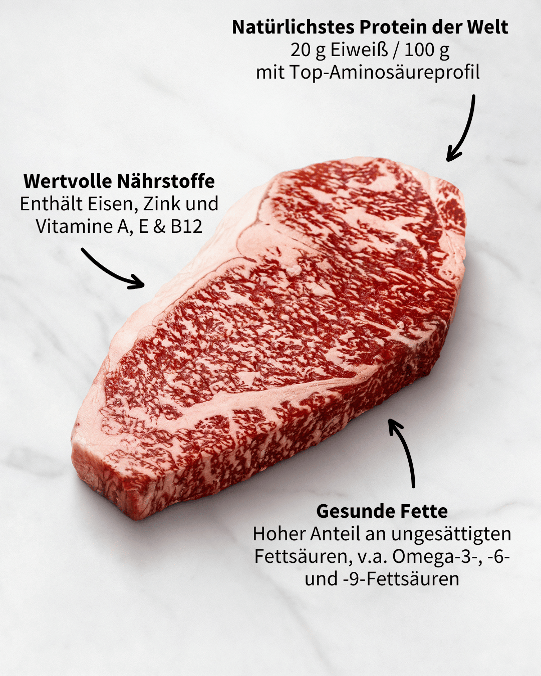 Wagyu Rumpsteak – reich an Omega-3- und Omega-6-Fettsäuren, Eiweiß und Vitaminen